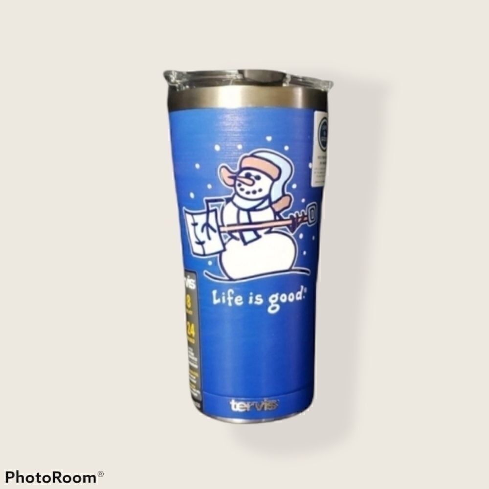 LIFE IS GOOD SNOWMAN TERVIS TUMBLER- NEW